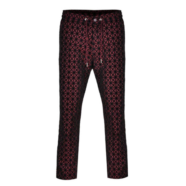 Kensington Luxury Velvet Jacquard Trouser – Wine