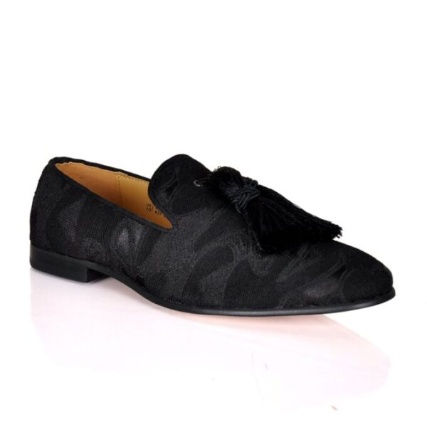 Alberto Abstract Jacquard Loafers – Black and Navy