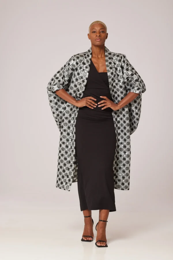 BLACK SQUARED MIDI JAMIE KIMONO.