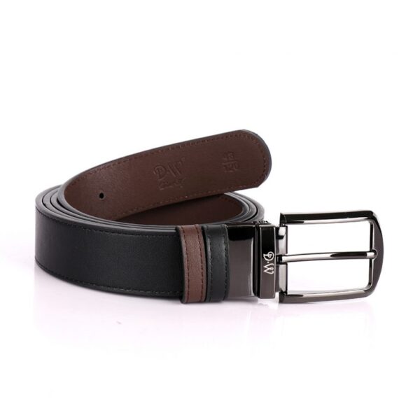 Reversible Titanium Buckle Belt With Sloped Edges – Black Brown